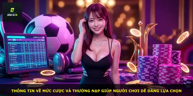 Thông tin về mức cược và thưởng nạp giúp người chơi dễ dàng lựa chọn